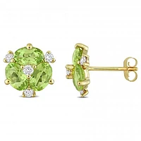 Julianna B 14K Yellow Gold Peridot & Diamond Earrings