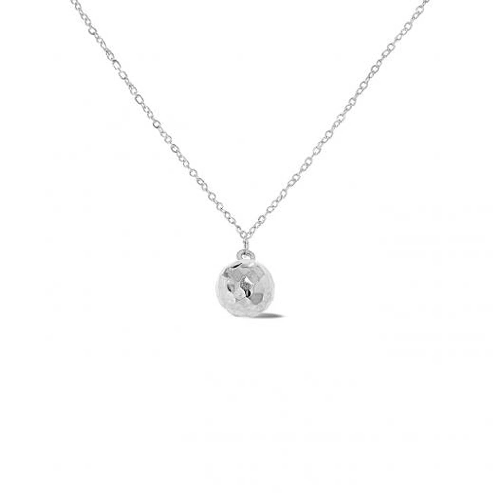 10K White Gold 18" Ball Diamond Cut Necklace
