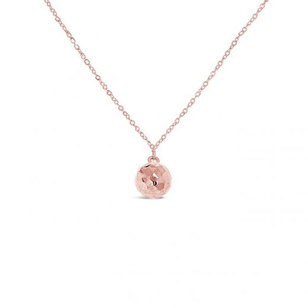 10K Rose Gold 18" Ball Diamond Cut Necklace