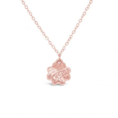 10K Rose Gold 18" Clover Diamond Cut Necklace