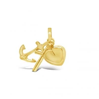 10K Yellow Gold Heart, Anchor, Cross Pendant