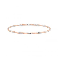 10K Rose and White Gold 65mm Twisted Slip-On Bangle