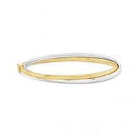 10K Yellow and White Gold 52x61mm Double Oval Tube Bangle