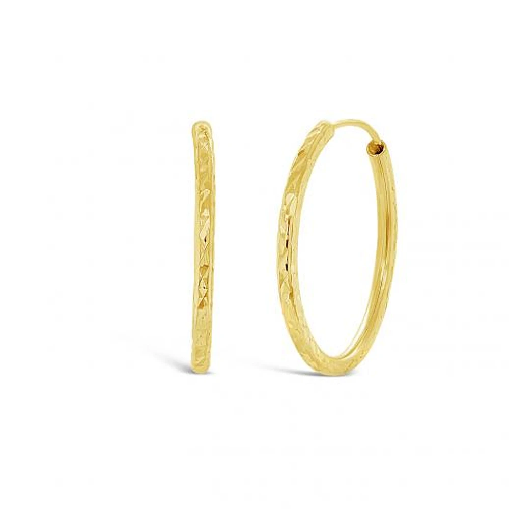10K Yellow Gold Diamond Cut Endless Hoops