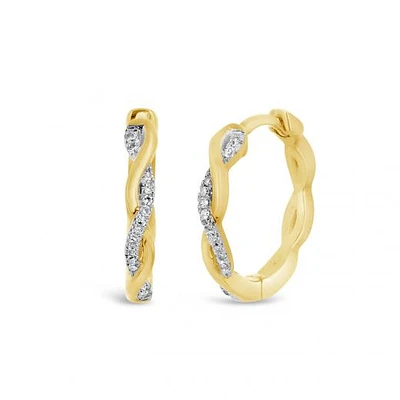 10K Yellow Gold 0.10CTW Diamond Twist Hoops