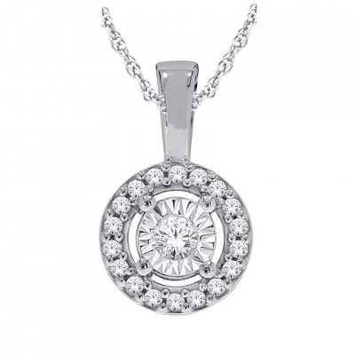 Sterling Silver 0.10CTW Diamond Halo Pendant