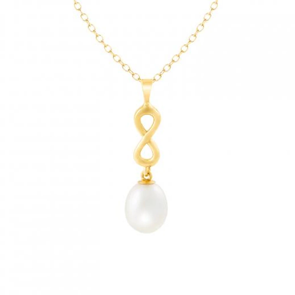 10K Yellow Gold 7-8mm Pearl Infinity Pendant