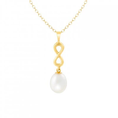 10K Yellow Gold 7-8mm Pearl Infinity Pendant