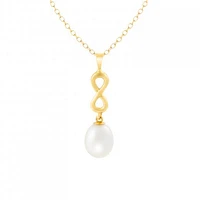 10K Yellow Gold 7-8mm Pearl Infinity Pendant