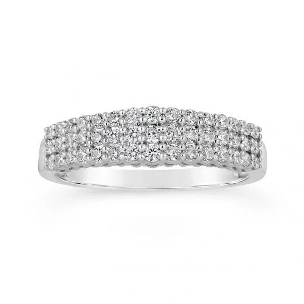 10K White Gold Three Row 0.50CTW Diamond Band