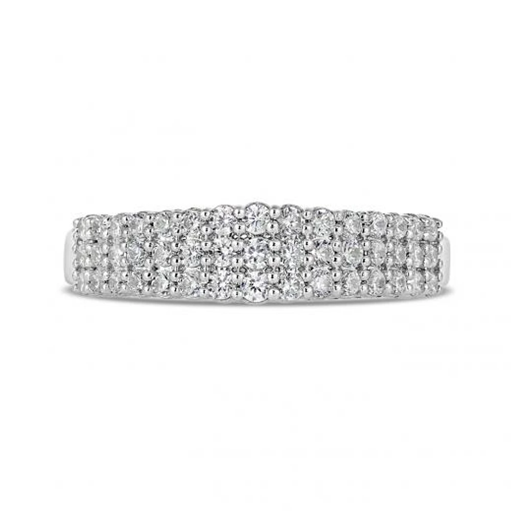 10K White Gold Three Row 0.50CTW Diamond Band