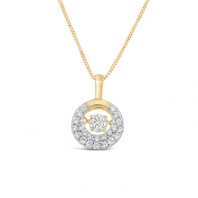 10K Yellow Gold 0.31CTW Dancing Diamond Circle Pendant