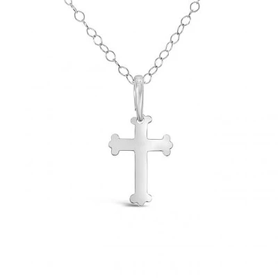 10K White Gold 17mm Cross Pendant Necklace