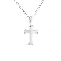 10K White Gold 17mm Cross Pendant Necklace