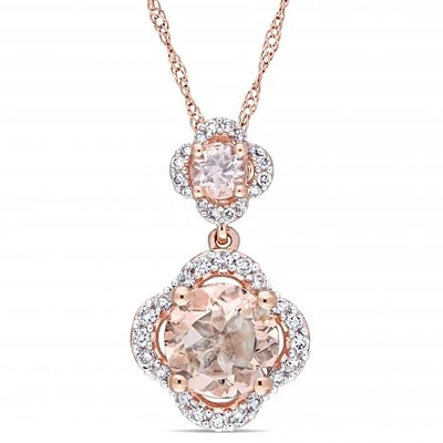 Julianna B 14K Rose Gold Morganite & Diamond Necklace