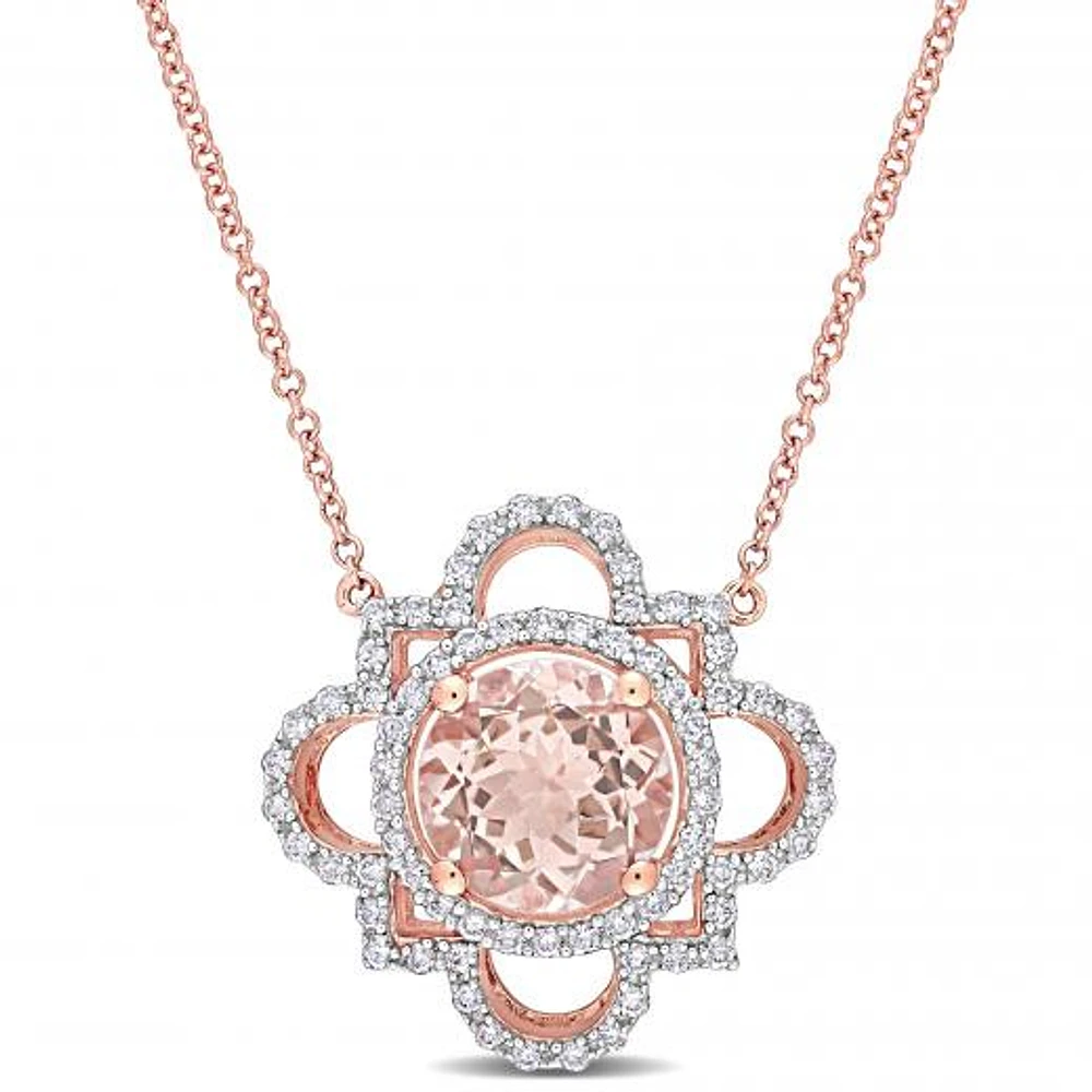 Julianna B 14K Rose Gold Morganite & Diamond Necklace