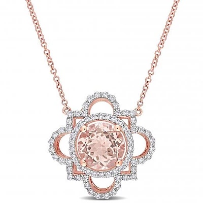 Julianna B 14K Rose Gold Morganite & Diamond Necklace