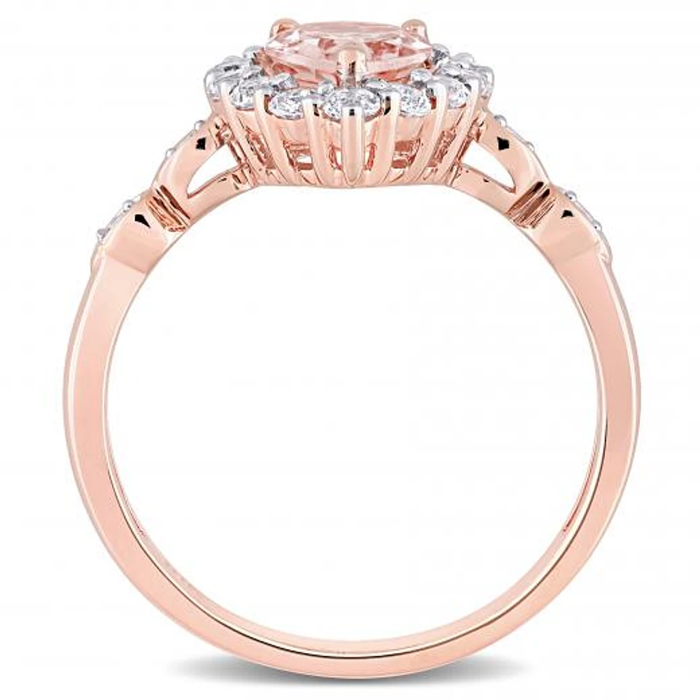 Julianna B 10K Rose Gold Morganite, White Topaz & Diamond Ring