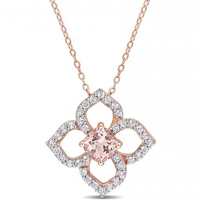 Julianna B Sterling Silver Morganite & White Topaz Necklace