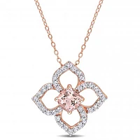 Julianna B Sterling Silver Morganite & White Topaz Necklace