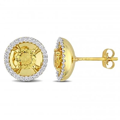 Julianna B 10K Yellow Gold Citrine & Diamond Fashion Earrings