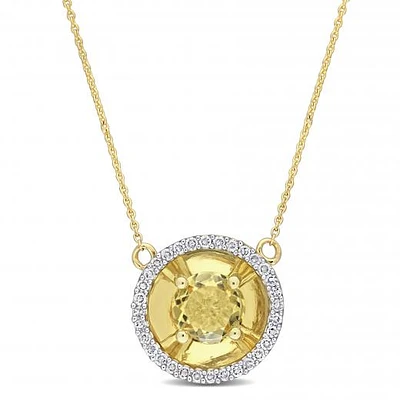 Julianna B 10K Yellow Gold Citrine & Diamond Fashion Pendant