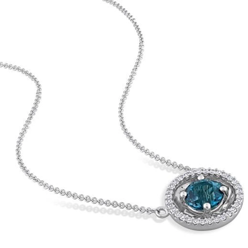 Julianna B 10K White Gold London Blue Topaz & Diamond Fashion Pendant