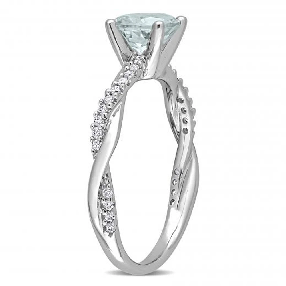 Julianna B 14K White Gold Aquamarine & Diamond Fashion Ring