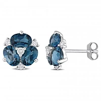 Julianna B 14K White Gold Blue Topaz & Diamond Earrings