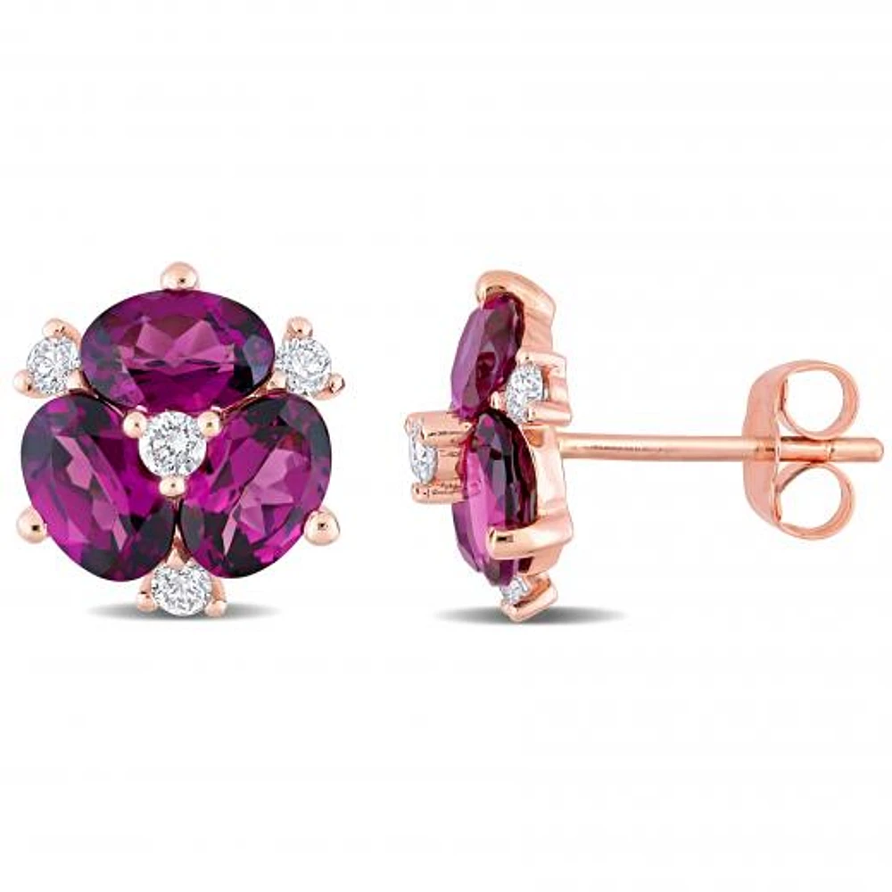 Julianna B 14K Rose Gold Rhodolite & Diamond Earrings