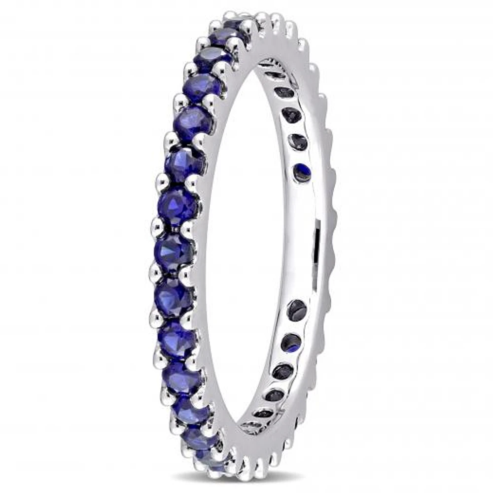 Julianna B 10K White Gold Created Blue Sapphire Eternity Ring