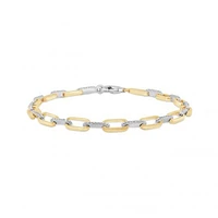 10K Yellow Gold & Sterling Silver 0.29CTW Diamond Paperclip Bracelet