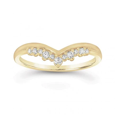 10K Yellow Gold Stackable 0.15CTW Chevron Band