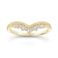 10K Yellow Gold Stackable 0.15CTW Chevron Band