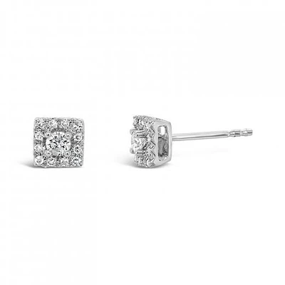 10K White Gold 0.25CTW Diamond Square Shape Bouquet Earrings