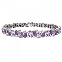 Sterling Silver Amethyst, Pink Amethyst & Created White Sapphire Bracelet