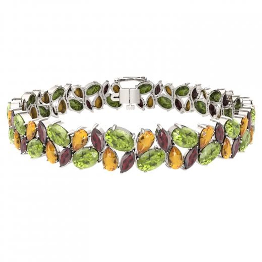 Sterling Silver Peridot, Citrine & Garnet Bracelet