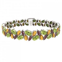 Sterling Silver Peridot, Citrine & Garnet Bracelet
