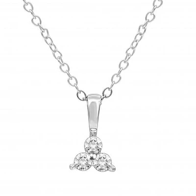 10K White Gold 0.15CTW Diamond Three Stone Pendant
