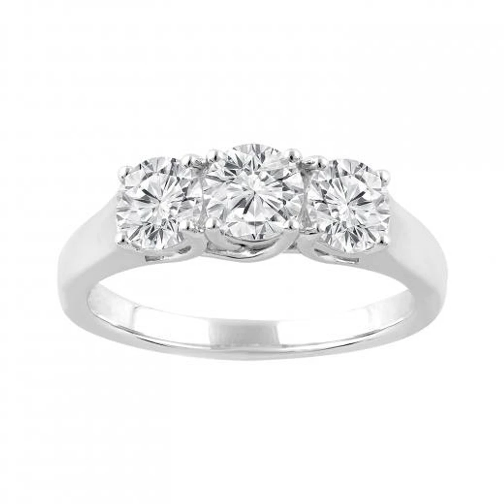 14K White Gold Lab Grown Three Stone Diamond Ring 1.50CTW SI2/HI