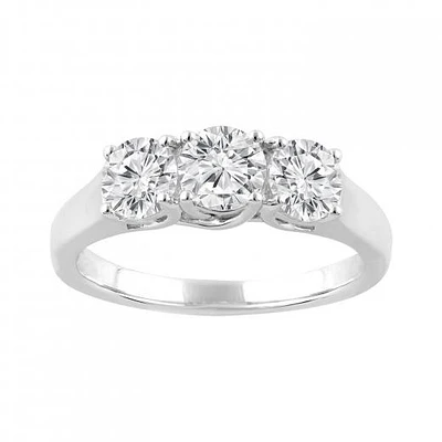 14K White Gold Lab Grown Three Stone Diamond Ring 1.50CTW SI2/HI