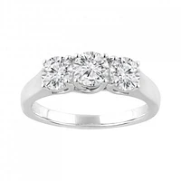 14K White Gold Lab Grown Three Stone Diamond Ring 1.50CTW SI2/HI
