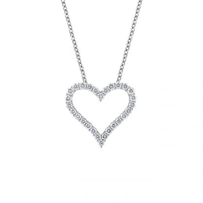 14K White Gold Lab Grown 1.00CTW Diamond Heart Pendant
