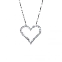 14K White Gold Lab Grown 1.00CTW Diamond Heart Pendant