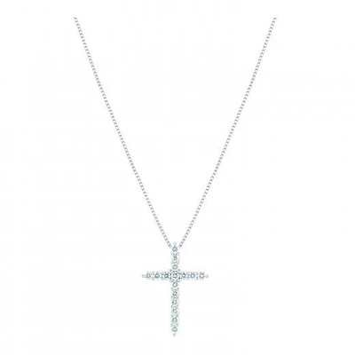 14K White Gold Lab Grown 1.00CTW Diamond Cross Pendant