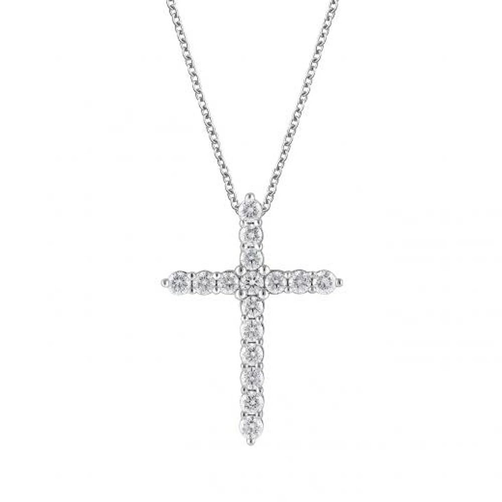 14K White Gold Lab Grown 0.50CTW Diamond Cross Pendant