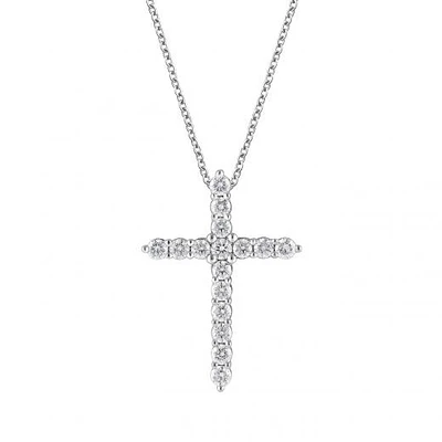 14K White Gold Lab Grown 0.50CTW Diamond Cross Pendant