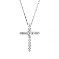 14K White Gold Lab Grown 0.50CTW Diamond Cross Pendant