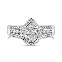10K White Gold 0.50CTW Diamond Fashion Pear Shape Ring