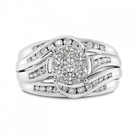 10K White Gold 1.00CTW Diamond Fashion Swirl Ring